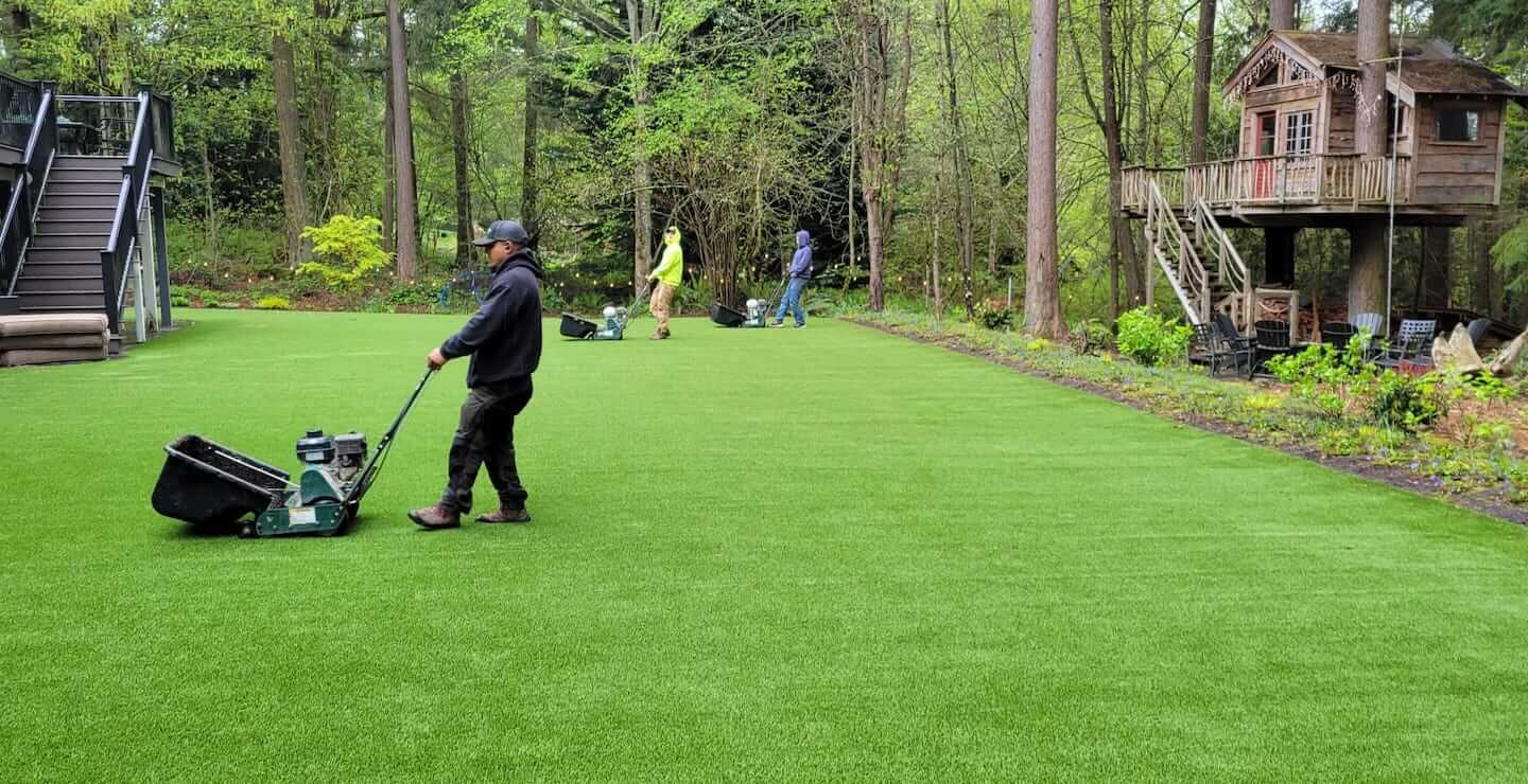 Synthetic grass installation in Fort Worth